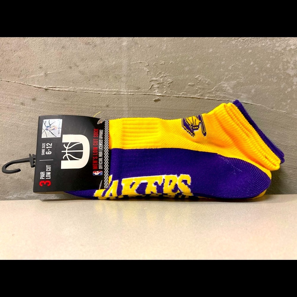 NBA LA Lakers Men's No Socks 3 Pair